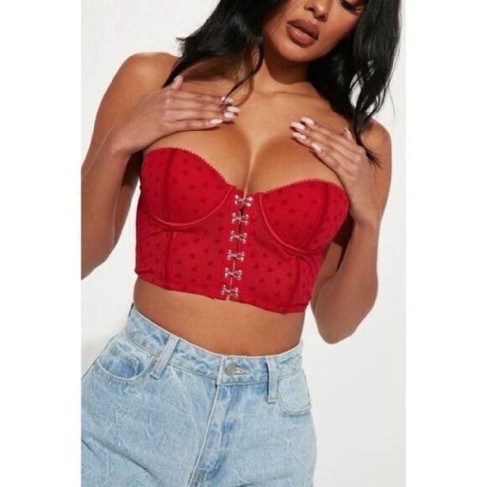 Heart Eyes 2 Piece Corset Set Red set Size XL